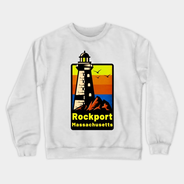 Rockport Massachusetts Lighthouse Crewneck Sweatshirt by TravelTime